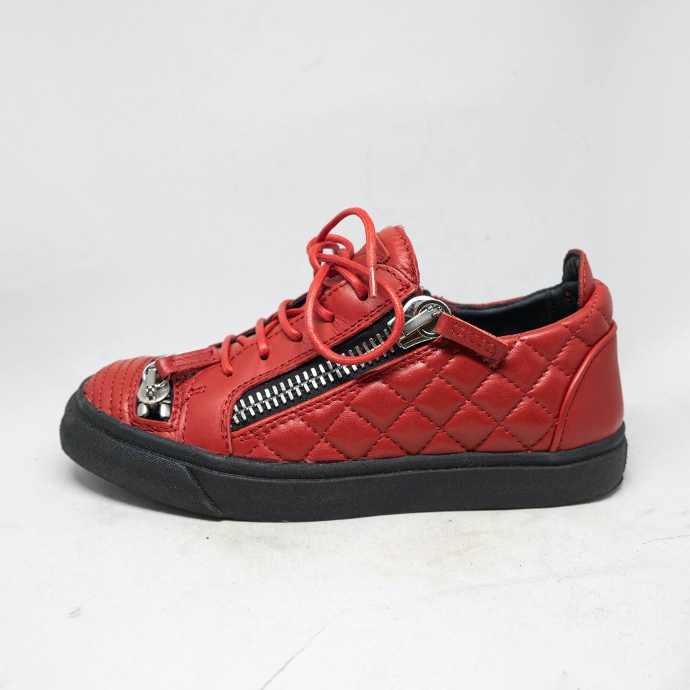 Giuseppe Zanotti Red Quilted Leather Sneakers with Black Sole